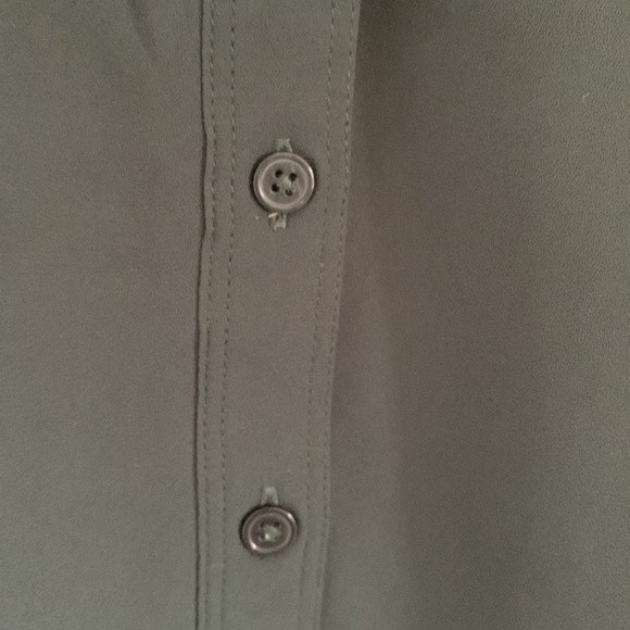 Loft Dark Green Semi Sheer Blouse Medium - Picture 4 of 9